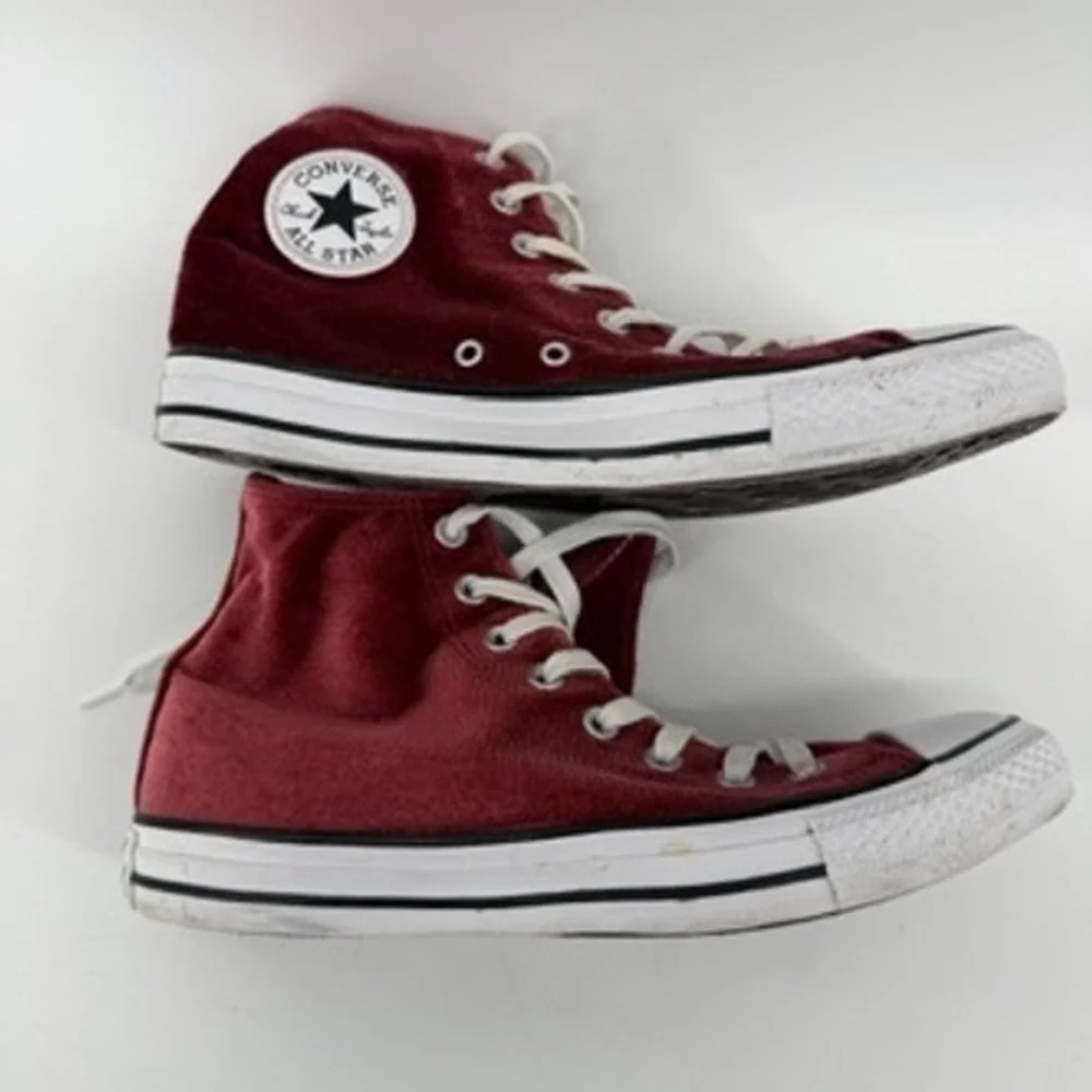 Converse Chuck Taylor All Star Burgundy Velvet High Top Sneakers Womens 10 - Picture 8 of 9